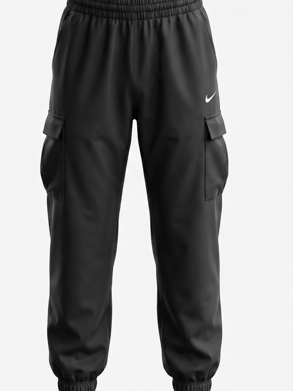Nike Black Cargo Jogger Pants Women’s Medium Elastic Waist Drawstring Utility - Picture 2 of 3